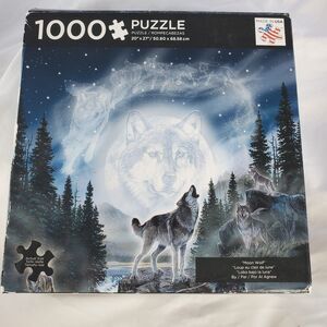 Al Agnew 1000 Piece Puzzle Moon Wolf 20x27 Made In USA Factory Sealed w Poster